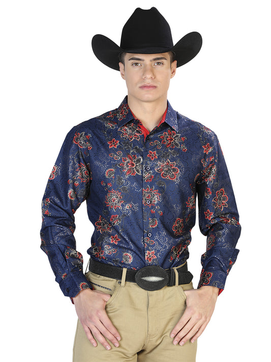 Camisa Casual L/ Manga El Señor de los Cielos WH7-042 100% POLIÉSTER GRIS OSCURO 43808