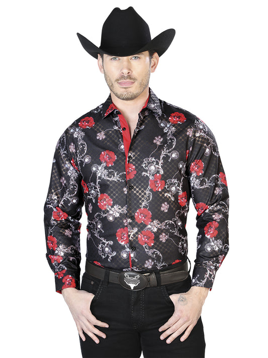 Camisa Casual Manga L El Señor de los Cielos WH7-030 100% POLIÉSTER Negro 43809