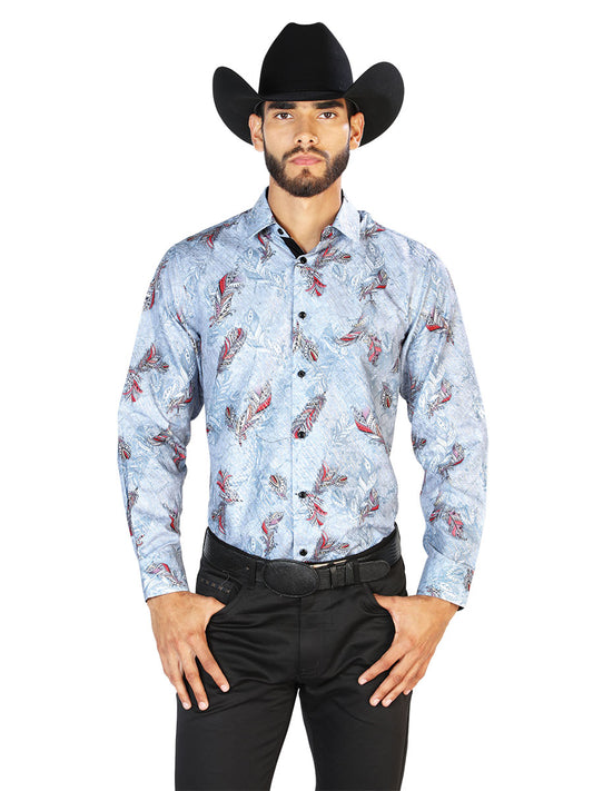 Camisa Casual L/ Manga El Señor de los Cielos WH7-076 100% POLIESTER GRIS 43815