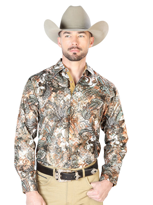 Camisa Casual Manga L El Señor De Los Cielos Wh7-021 100% Poliester Negro/Multicolor 43820