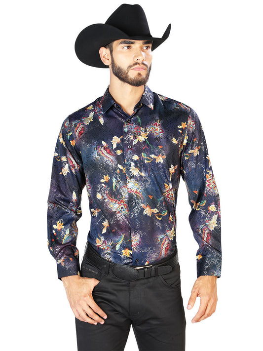 Camisa Casual Manga L El Señor de los Cielos WH7-046 97% Poliester 3% Elastano Negro 43841