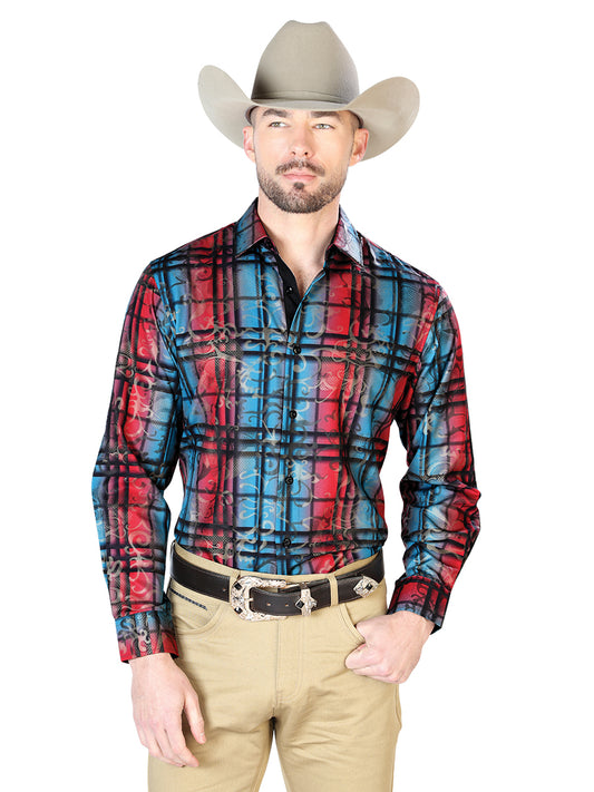 Camisa Casual Manga L El Señor de los Cielos WH7-144 97% Poliester 3% Elastano Azul 43851