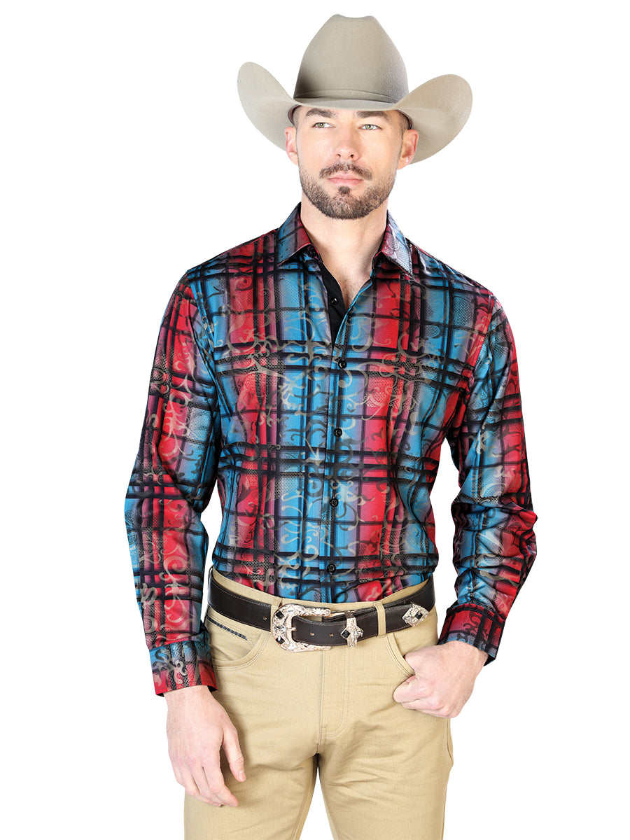 Azul Casual Manga Larga Camisa 43851