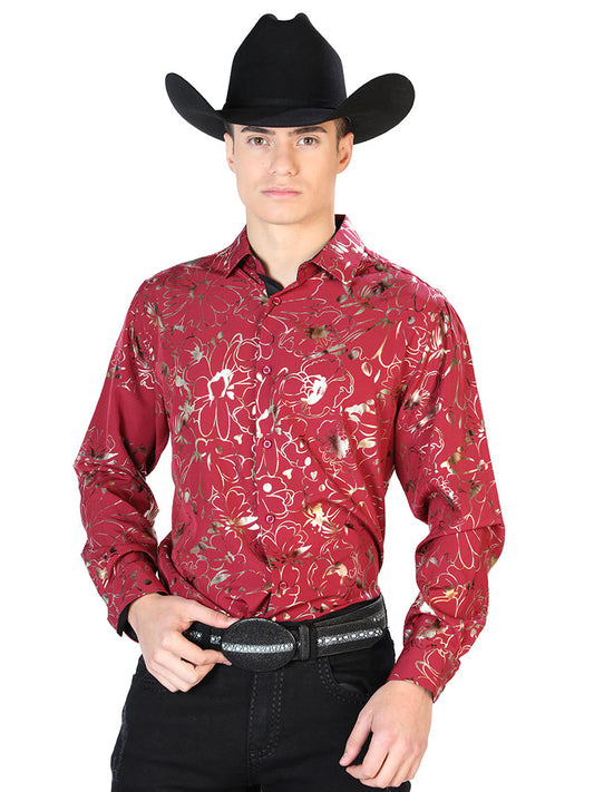 Camisa Casual Manga L El Señor De Los Cielos Wh7-208 97% Poliester 3% Elastano Vino Oscuro 43861