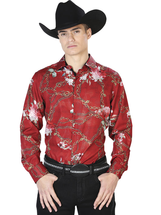 Camisa Casual Manga L El Señor de los Cielos WH7-041 97% Poliester 3% Elastano VINO 43879