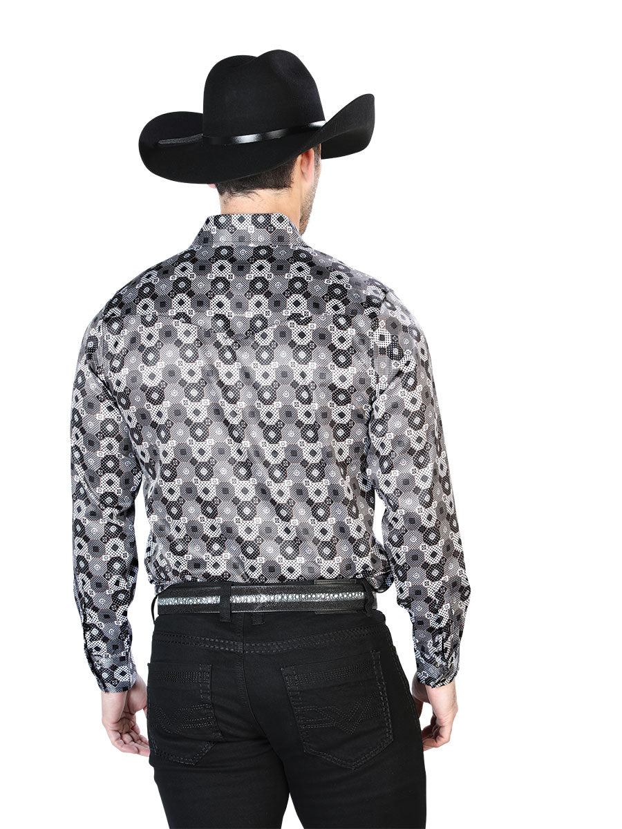 CAMISA CASUAL Manga Larga El Señor de los Cielos 24 97%Poliéster 3%Lycra NEGRO/GRIS 43939