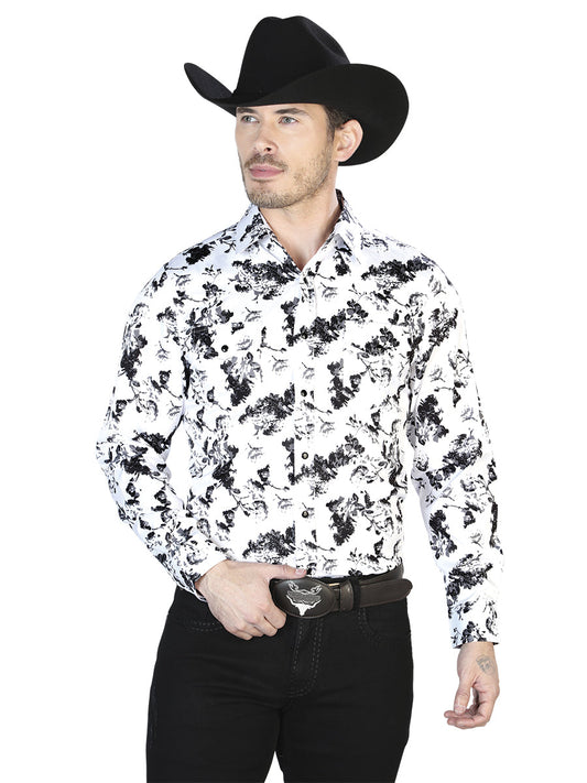 Blanco y Negro Casual Manga Larga Camisa 43952