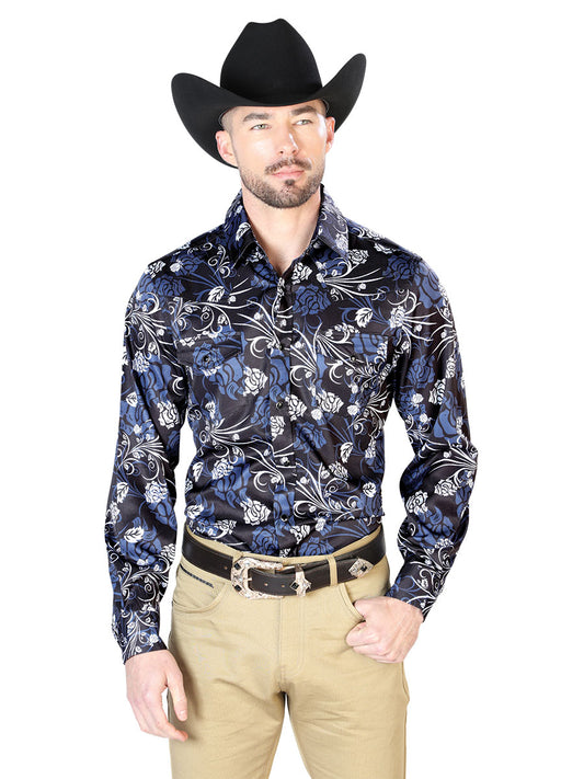 CAMISA CASUAL Manga Larga El Señor de los Cielos 44 97%Poliéster 3%Lycra MARINO FLORAL 43959