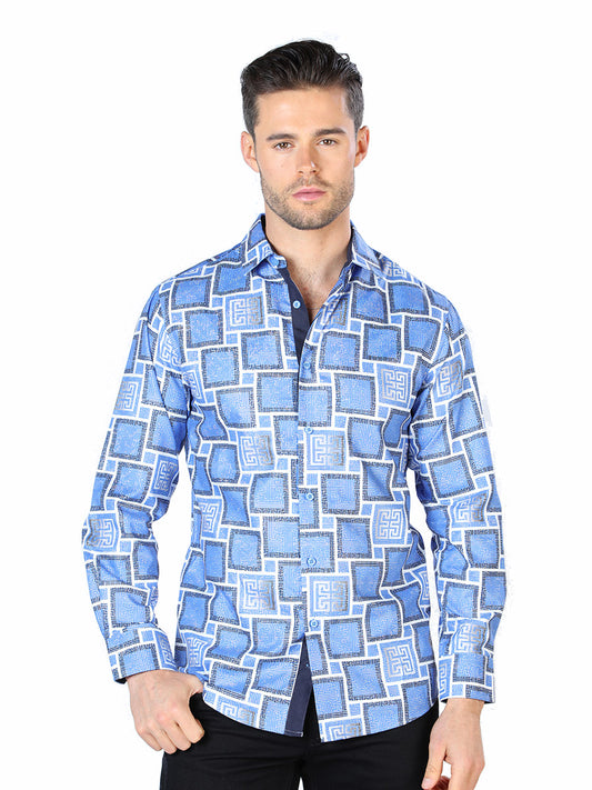 Camisa Casual Manga Larga El Señor De Los Cielos Wh10-002 100% Poliester Azul 44004