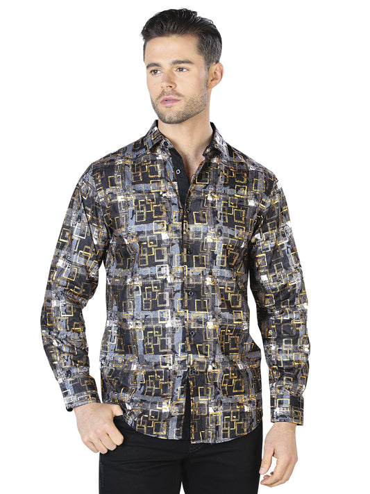 Casual Camisa L/ Manga El Señor De Los Cielos Wh10-011 100% Poliéster Negro/gold 44013