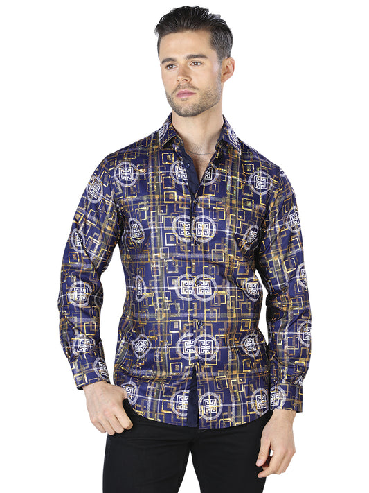 CAMISA CASUAL MANGA LARGA El Señor de los Cielos WH10-002 100% POLIESTER Azul 44014