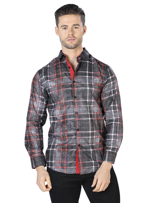 Camisa Casual L/ Manga El Señor de los Cielos WH10-026 100% POLIESTER NEGRO/BLANCO 44028