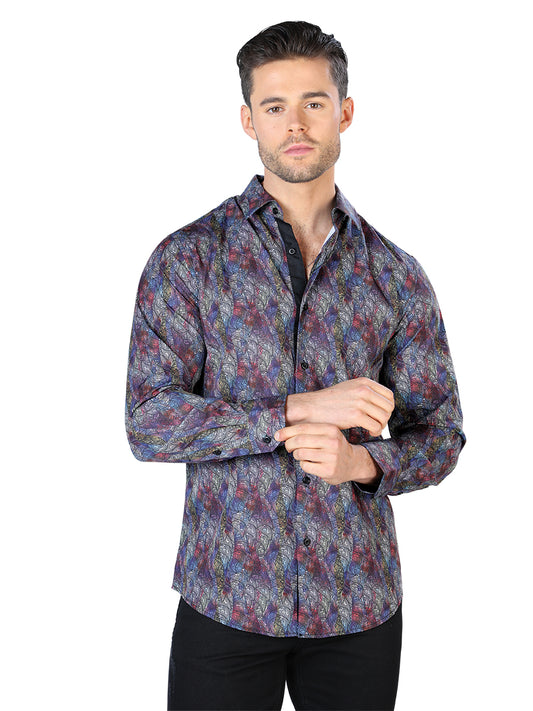 Camisa Casual Manga Larga El Señor De Los Cielos Wh10-042 97% Poliéster 3% Elastano Negro/Multicolor 44044
