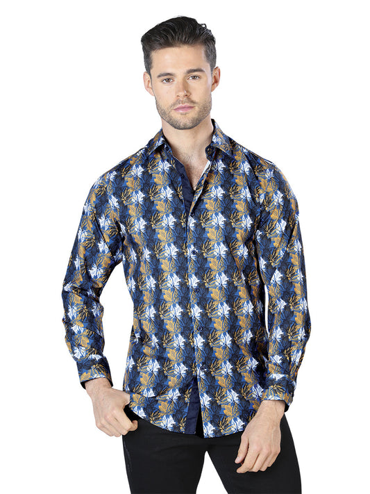 Azul Casual Manga Larga Camisa 44046