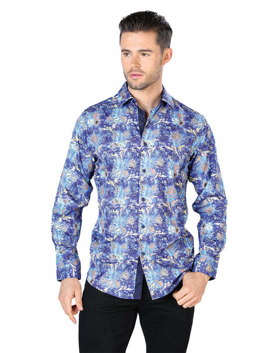 Camisa Casual Manga Larga El Señor De Los Cielos Wh10-048 97% Poliéster 3% Elastano Azul 44050
