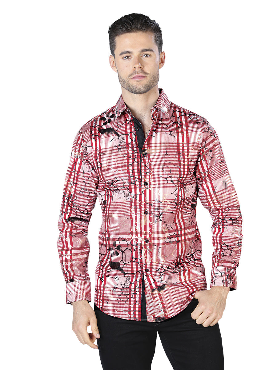 Vino Negro Casual Manga Larga Camisa 44059