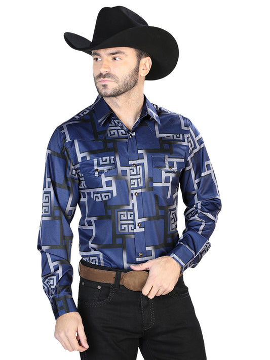 Camisa Casual L/ Manga El Señor De Los Cielos 4 97%Poliéster 3%Lycra Marino 44065