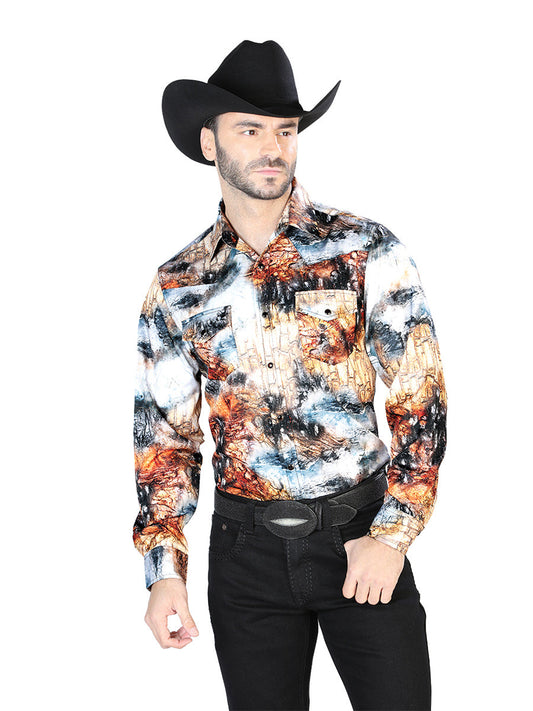 Amarillo Negro Casual Manga Larga Camisa 44079