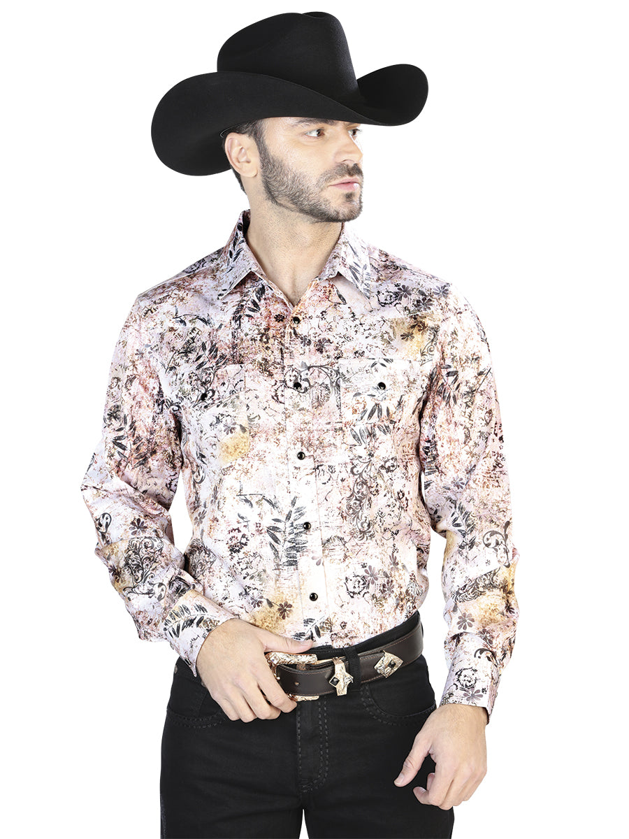 Camisa Casual Manga Larga El Señor De Los Cielos 26 97%Poliéster 3%Lycra Blanco/Marrón 44093