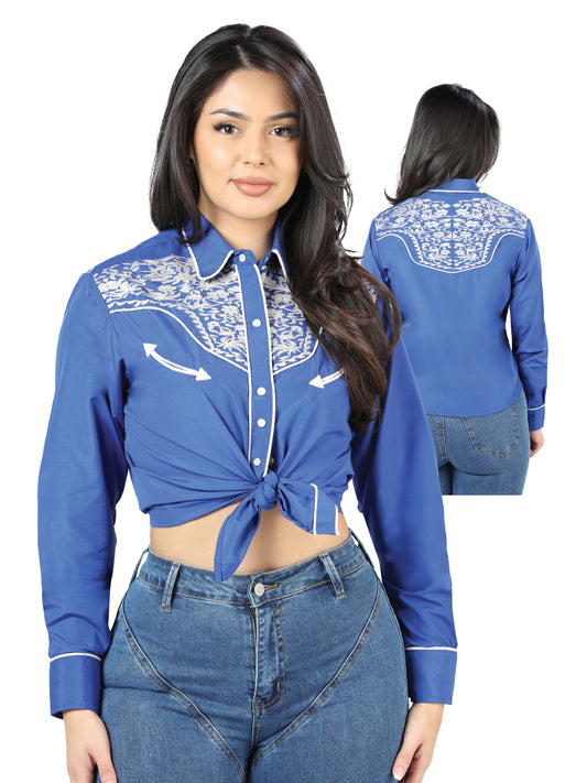 Cowboy Camisa L/ Manga El Señor De Los Cielos No.4073 65% Poliéster 35%cotton Royal Azul 44185