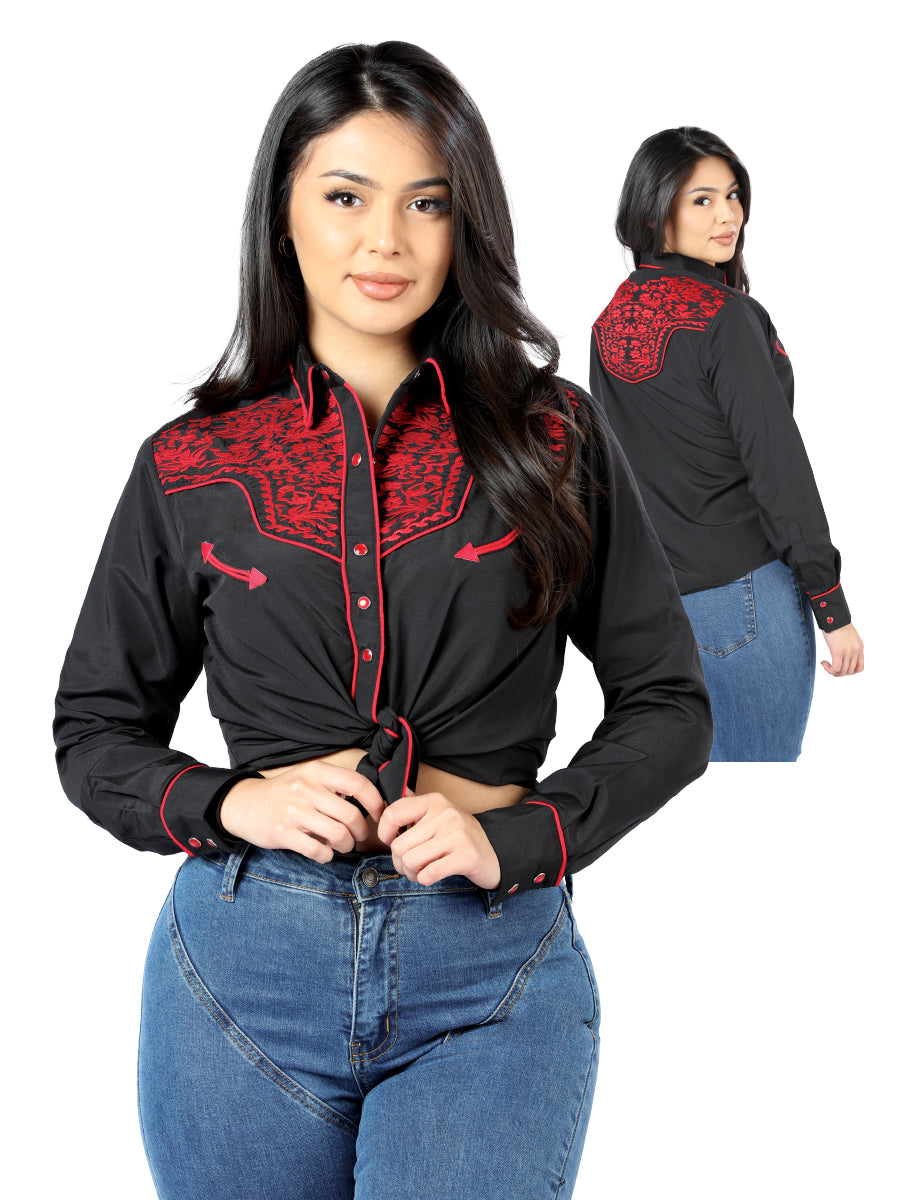 Dama Negro Bordado Vaquero - Style Blusa 44186