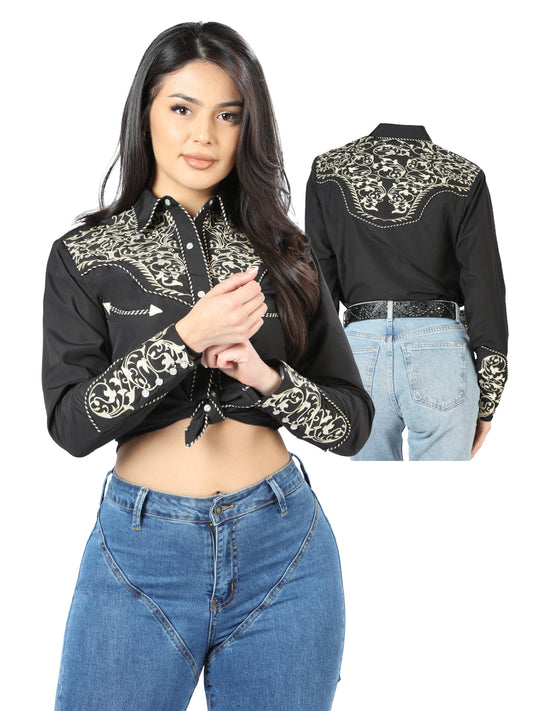 Camisa Vaquera L/ Manga El Señor De Los Cielos No.4038 65% Poliéster 35% Algodón Negro 44190