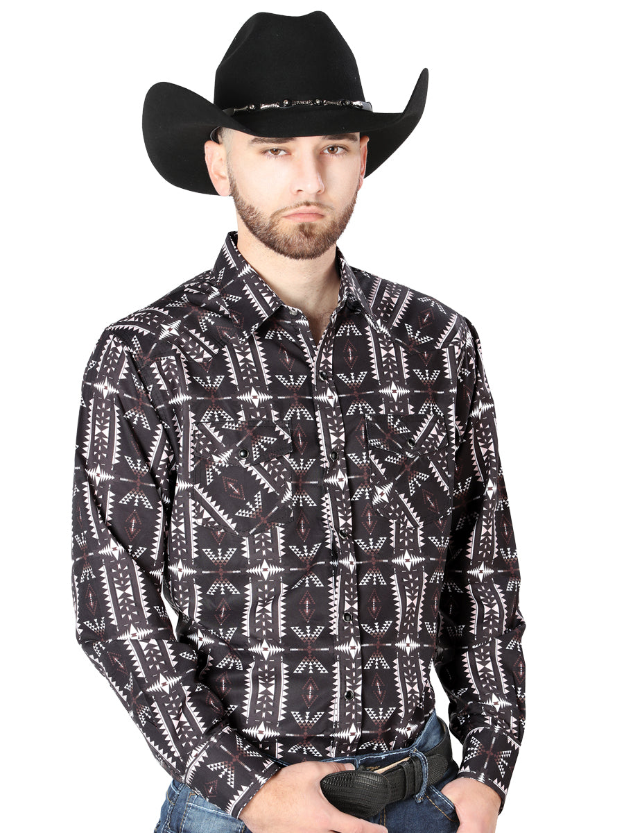 Camisa Vaquera L/ Manga El Señor De Los Cielos No.4049 65% Poliéster 35% Algodón Negro 44205