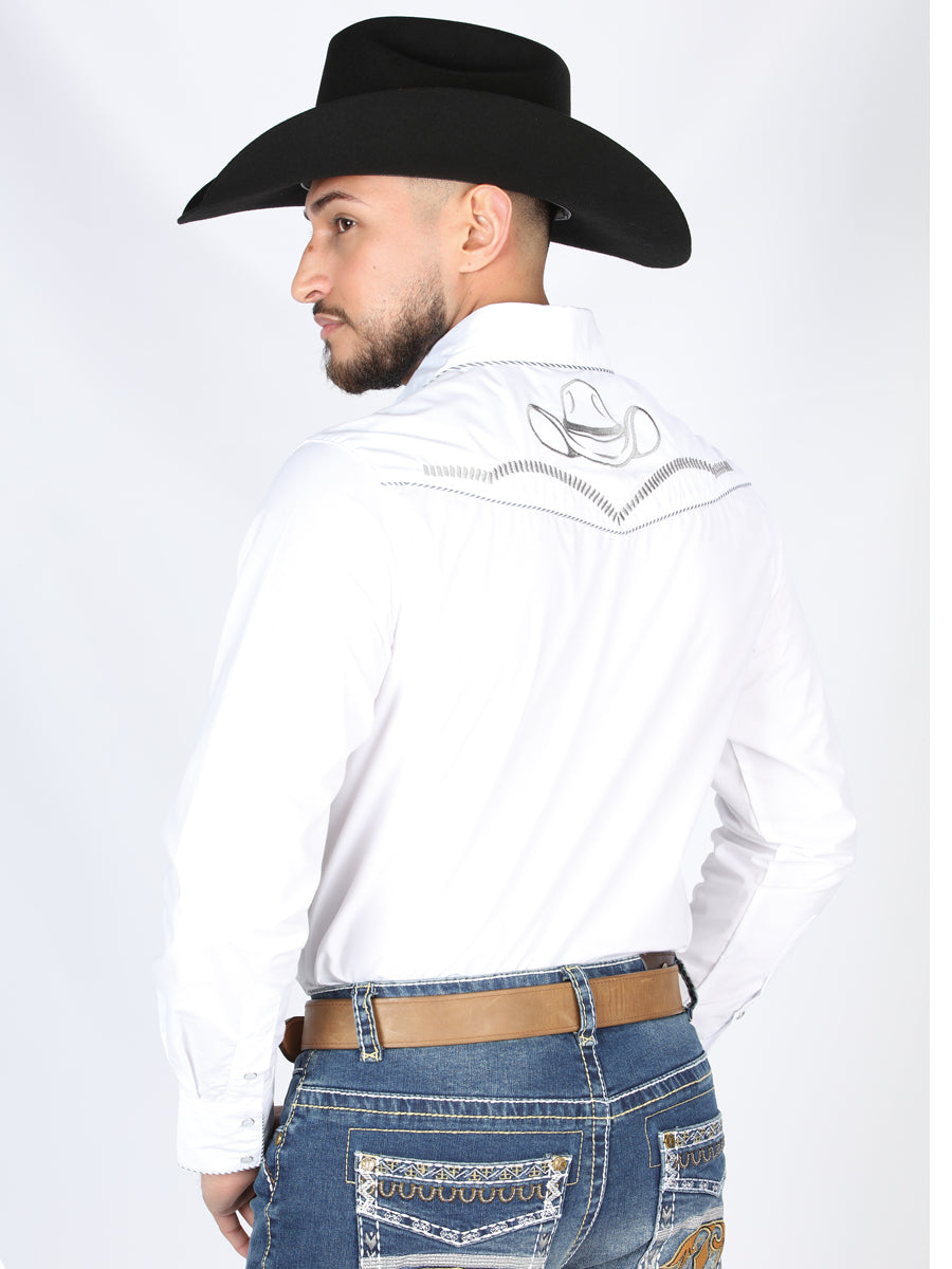 el General Bordado Vaquero Camisa Blanco/negro 44298