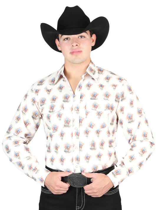 CAMISA VAQUERA M/ LARGA EL GENERAL 1024-5 65% POLIESTER 35% ALGODON CAFE 44307
