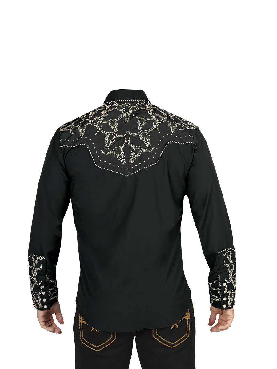Camisa Vaquera M/ Larga El General 2801 65% Poliéster 35% Algodon Negro/goldenish 44338