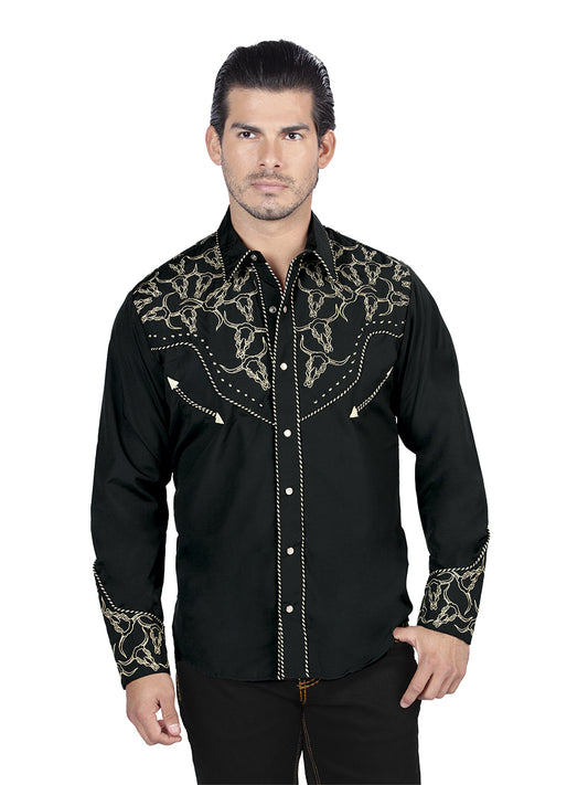 Camisa Vaquera M/ Larga El General 2801 65% Poliéster 35% Algodon Negro/goldenish 44338
