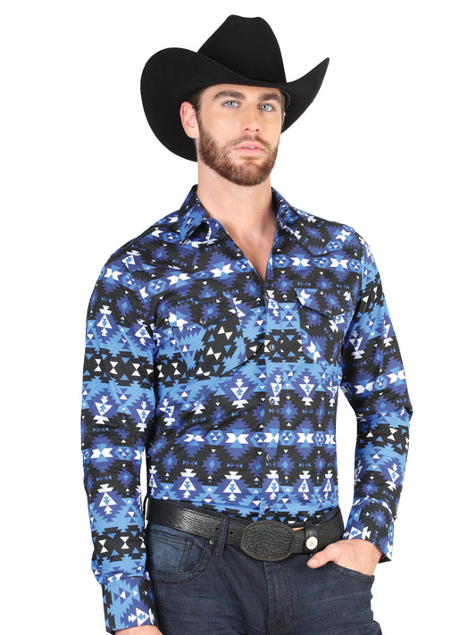 CAMISA VAQUERA M/ LARGA EL SENOR DE LOS CIELOS 23-10 97% ALGODÓN 3% LYCRA AZUL 44398