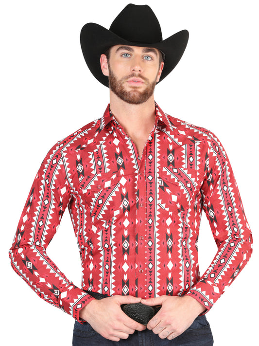 Casual Long - Sleeve Camisa del General Rojo 44401
