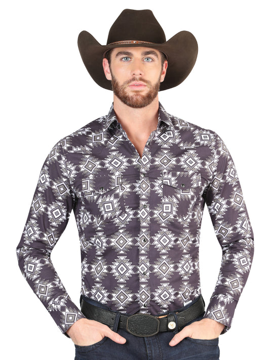 CAMISA VAQUERA M/ LARGA EL SENOR DE LOS CIELOS 23-15 97% ALGODÓN 3% LYCRA AZUL MARINO 44403