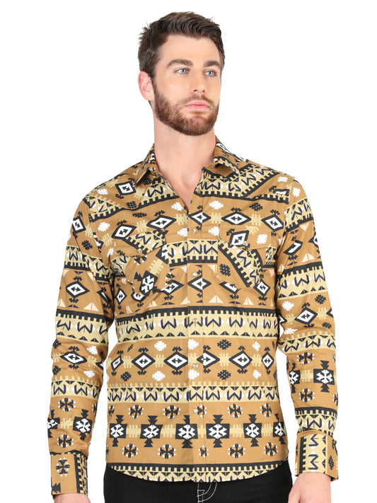 CAMISA VAQUERA M/ LARGA EL SENOR DE LOS CIELOS 23-04 97% ALGODÓN 3% LYCRA MOSTAZA 44417