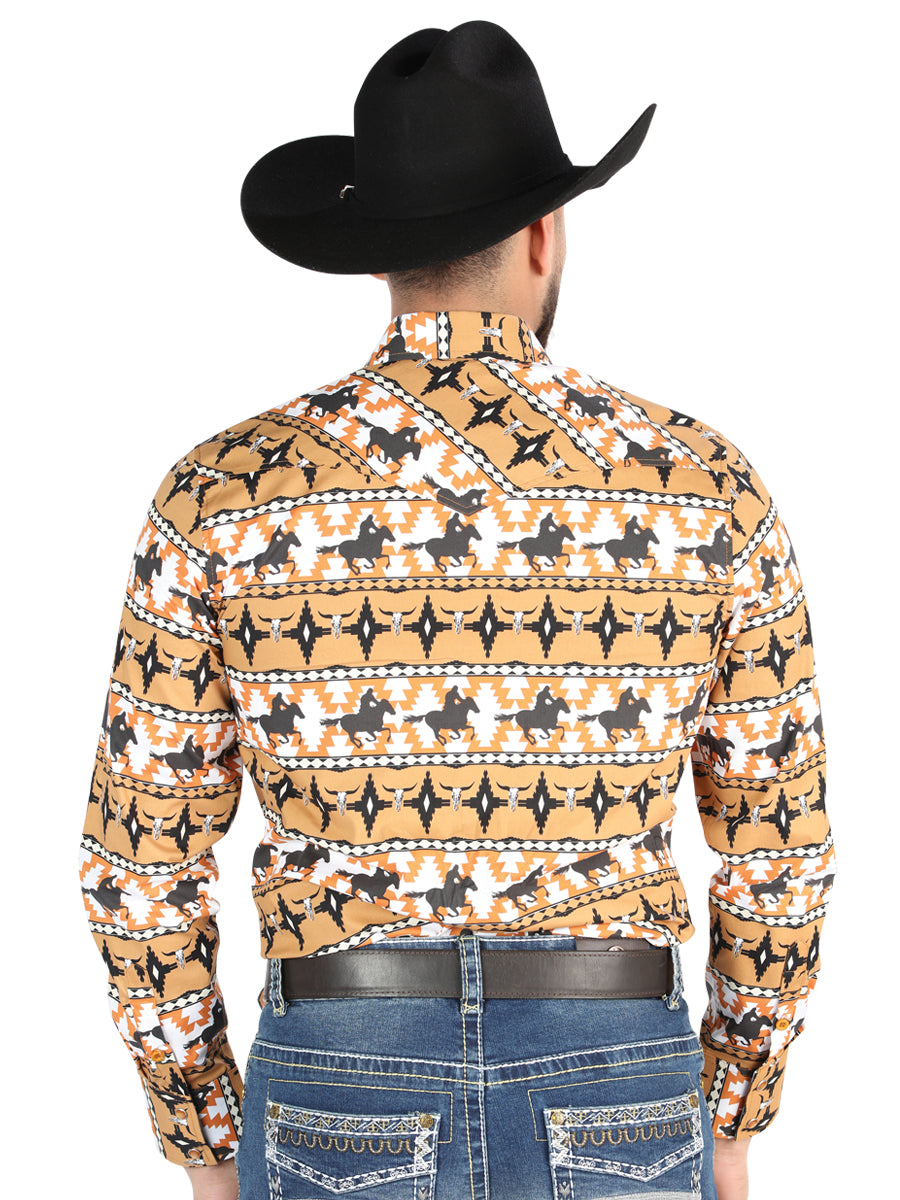 Camisa Vaquera M/ Larga El Senor De Los Cielos 23-53 97% Algodón 3% Lycra Taupe 44477
