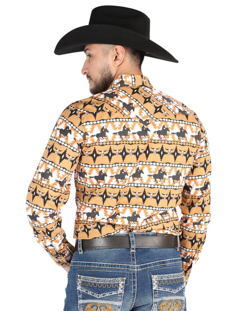 Camisa Vaquera M/ Larga El Senor De Los Cielos 23-53 97% Algodón 3% Lycra Taupe 44477
