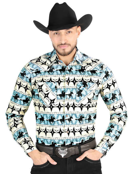 Camisa Vaquera M/ Larga El Senor De Los Cielos 23-54 97% Algodón 3% Lycra Marfil 44478