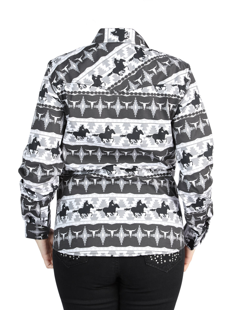 Camisa Vaquera M/ Larga El Senor De Los Cielos 23-55 97% Cotton 3% Lycra Negro 44479
