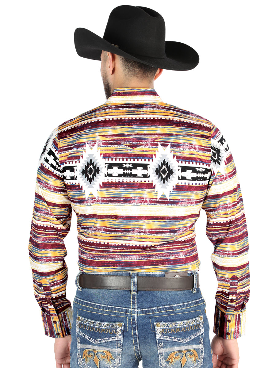 Camisa Vaquera M/ Larga El Senor De Los Cielos 23-59 97% Algodón 3% Lycra Café 44487