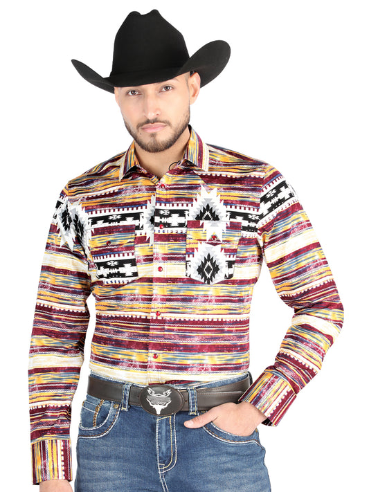 Camisa Vaquera M/ Larga El Senor De Los Cielos 23-59 97% Algodón 3% Lycra Café 44487
