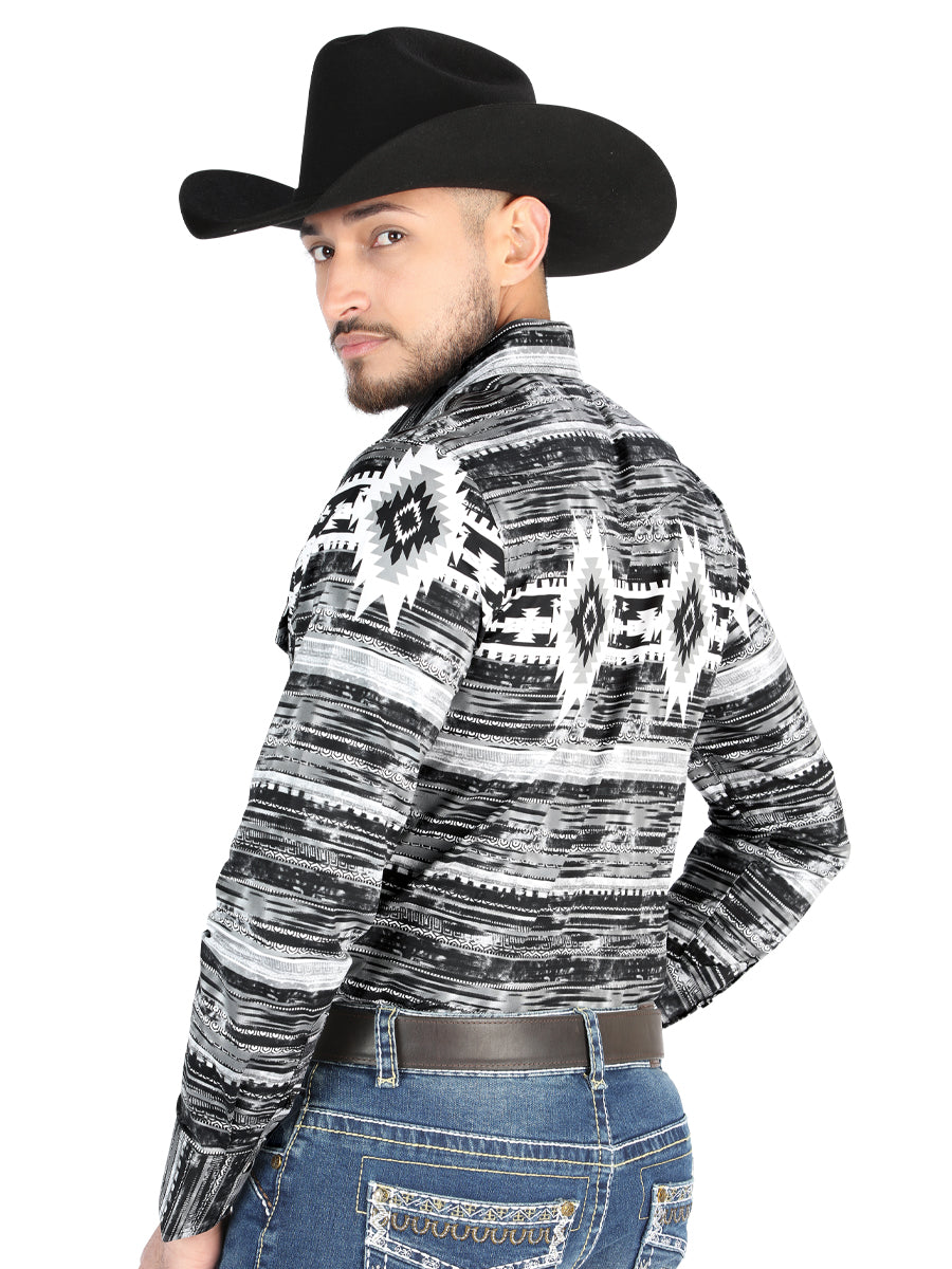 Camisa Vaquera M/ Larga El Senor De Los Cielos 23-60 97% Algodón 3% Lycra Gris 44488