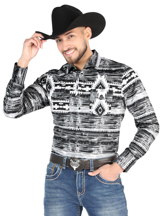 Camisa Vaquera M/ Larga El Senor De Los Cielos 23-60 97% Algodón 3% Lycra Gris 44488