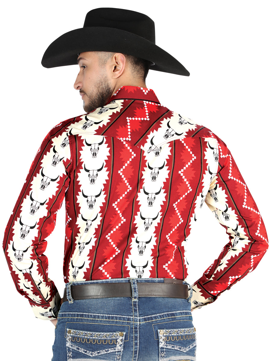 Camisa Vaquera M/ Larga El Senor De Los Cielos 23-62 97% Algodón 3% Lycra Burdeos 44490