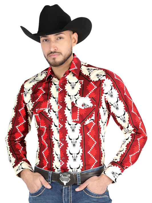 Camisa Vaquera M/ Larga El Senor De Los Cielos 23-62 97% Algodón 3% Lycra Burdeos 44490