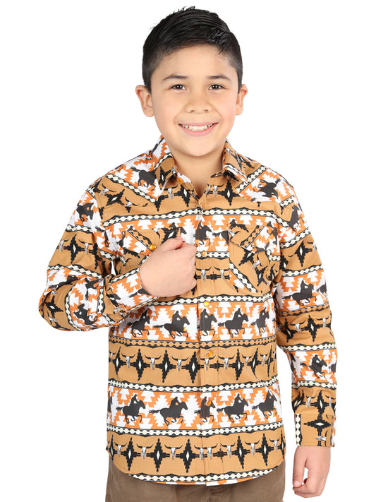 CAMISA VAQUERA M/ LARGA EL SENOR DE LOS CIELOS 23-53 97% ALGODÓN 3% LYCRA TAUPE 44493