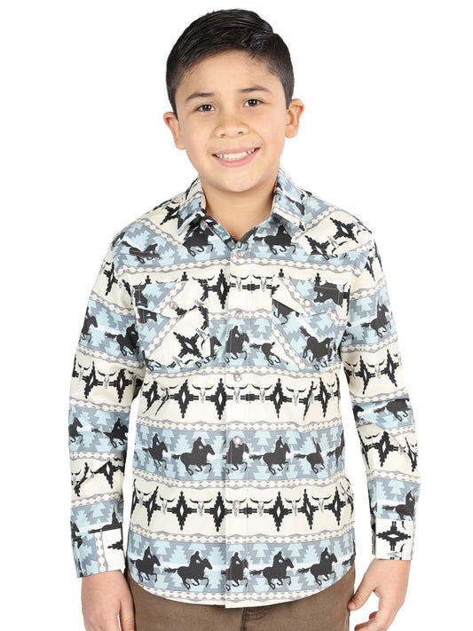 Casual Long - Sleeve Camisa del General Azul 44494