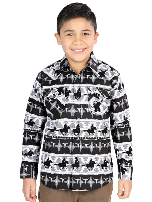 CAMISA VAQUERA M/ LARGA EL SENOR DE LOS CIELOS 23-55 97% ALGODÓN 3% LYCRA NEGRO 44495