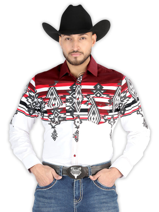 Camisa Vaquera M/ Larga El Senor De Los Cielos 23-65 97% Algodón 3% Lycra Burdeos 44497