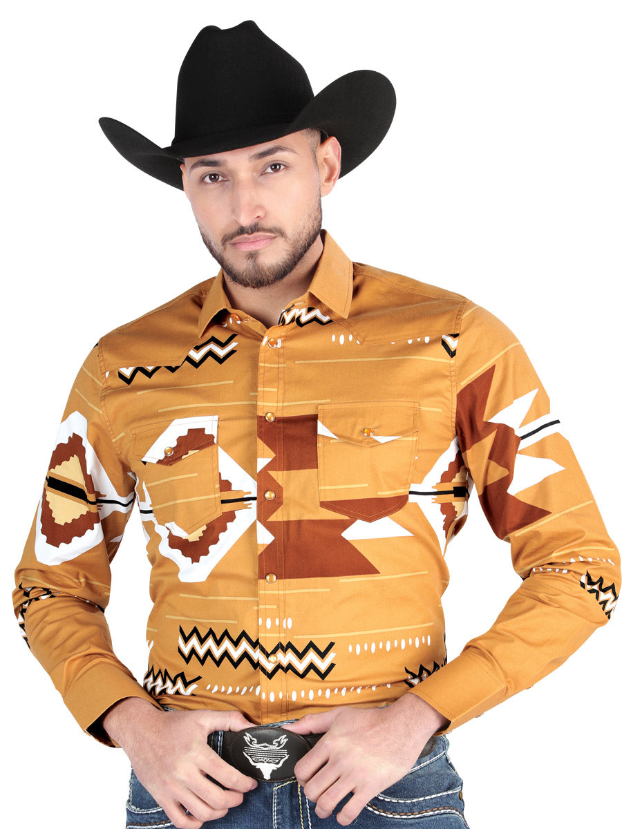 Camisa Vaquera M/ Larga El Senor De Los Cielos 23-67 97% Algodón 3% Lycra Taupe 44499